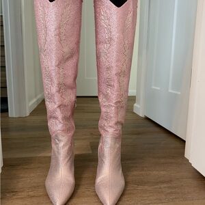 Elegant Pink Over-the-Knee Boots